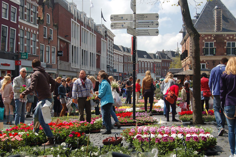 Foto van de bloemenmarkt in Leeuwarden